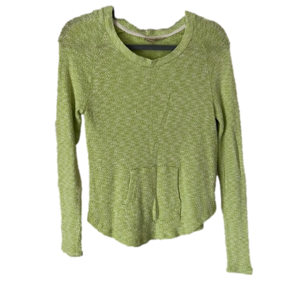 Mudd Girls Lime Green Long Sleeve Top w Kangaroo Pocket Great Condition Size 12